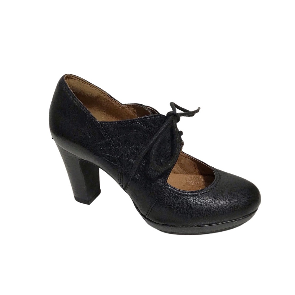COPY - Clarks Black Leather Lace Up Mary Jane Heels Sz-7M